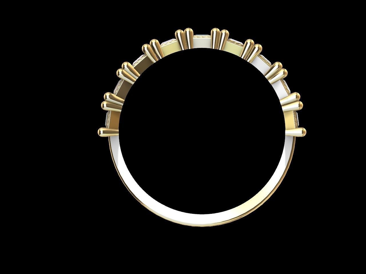 baguette diamond row ring stl verified  3D print model_9