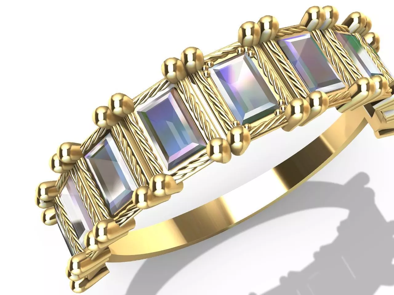 baguette diamond row ring stl verified  3D print model_0