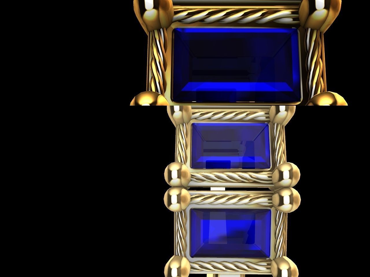 baguette diamond row ring stl verified  3D print model_18