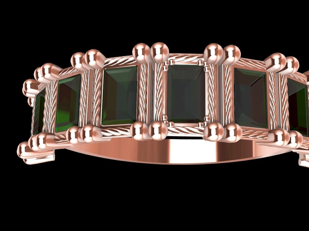 baguette diamond row ring stl verified  3D print model_6