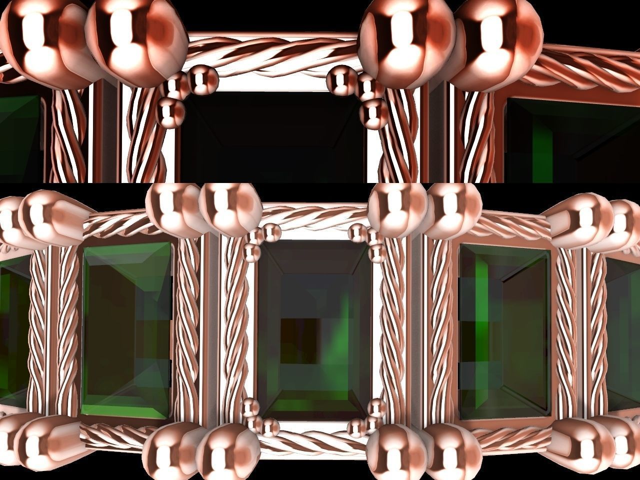 baguette diamond row ring stl verified  3D print model_5