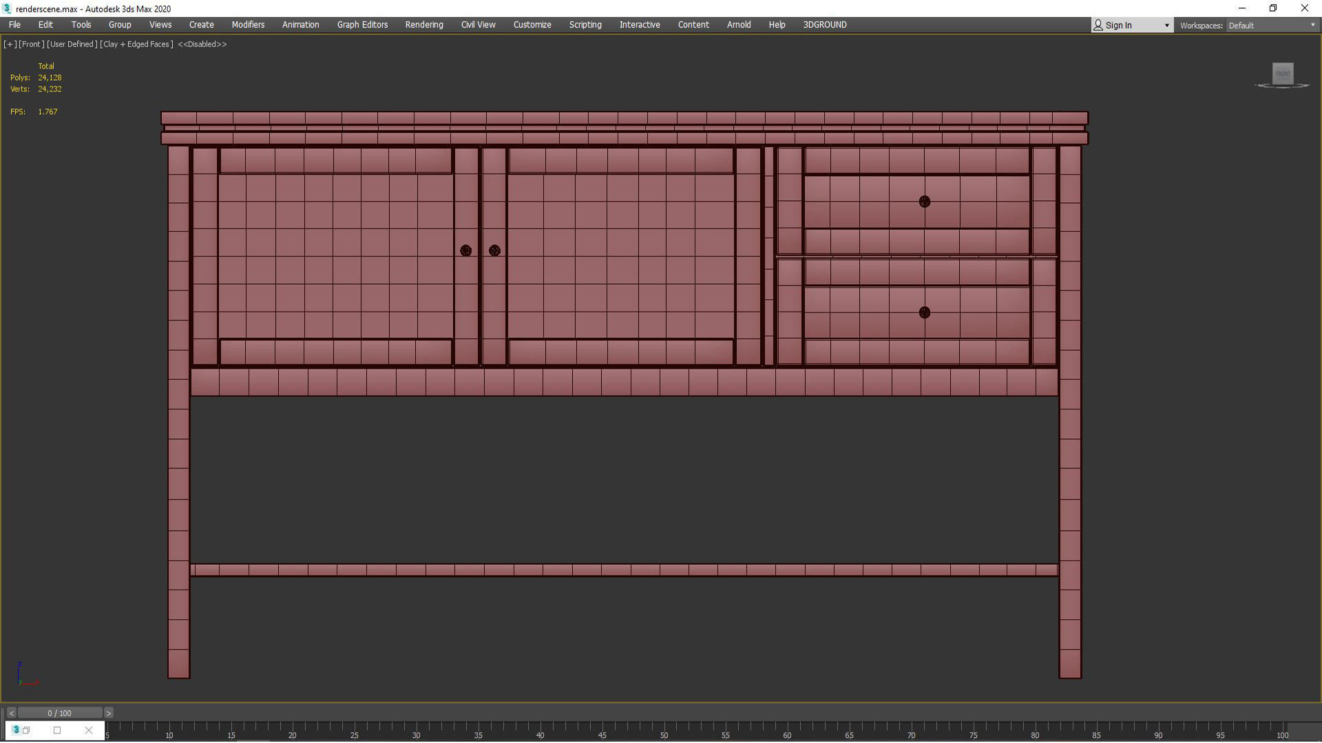 Sideboard Gabin made of pine and rattan 3D model_3