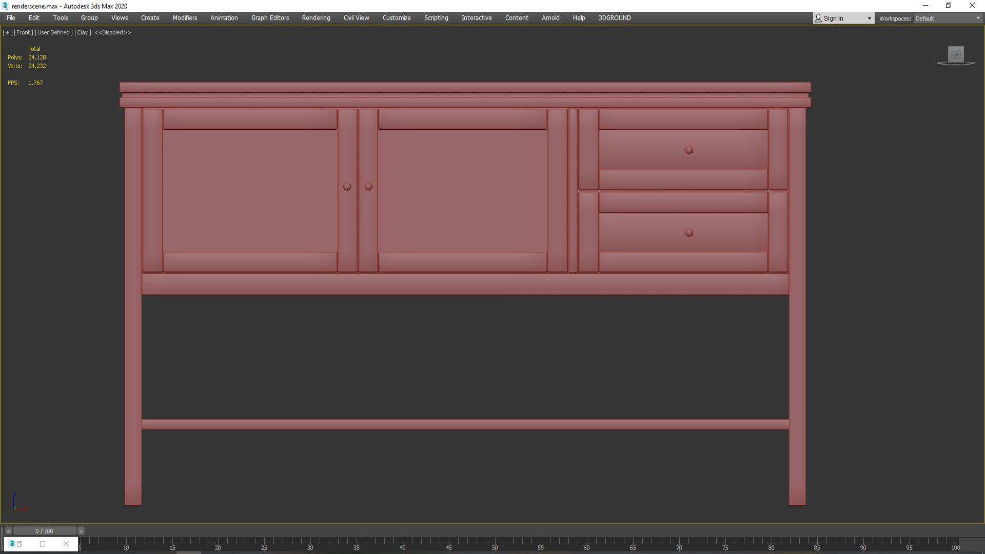 Sideboard Gabin made of pine and rattan 3D model_4