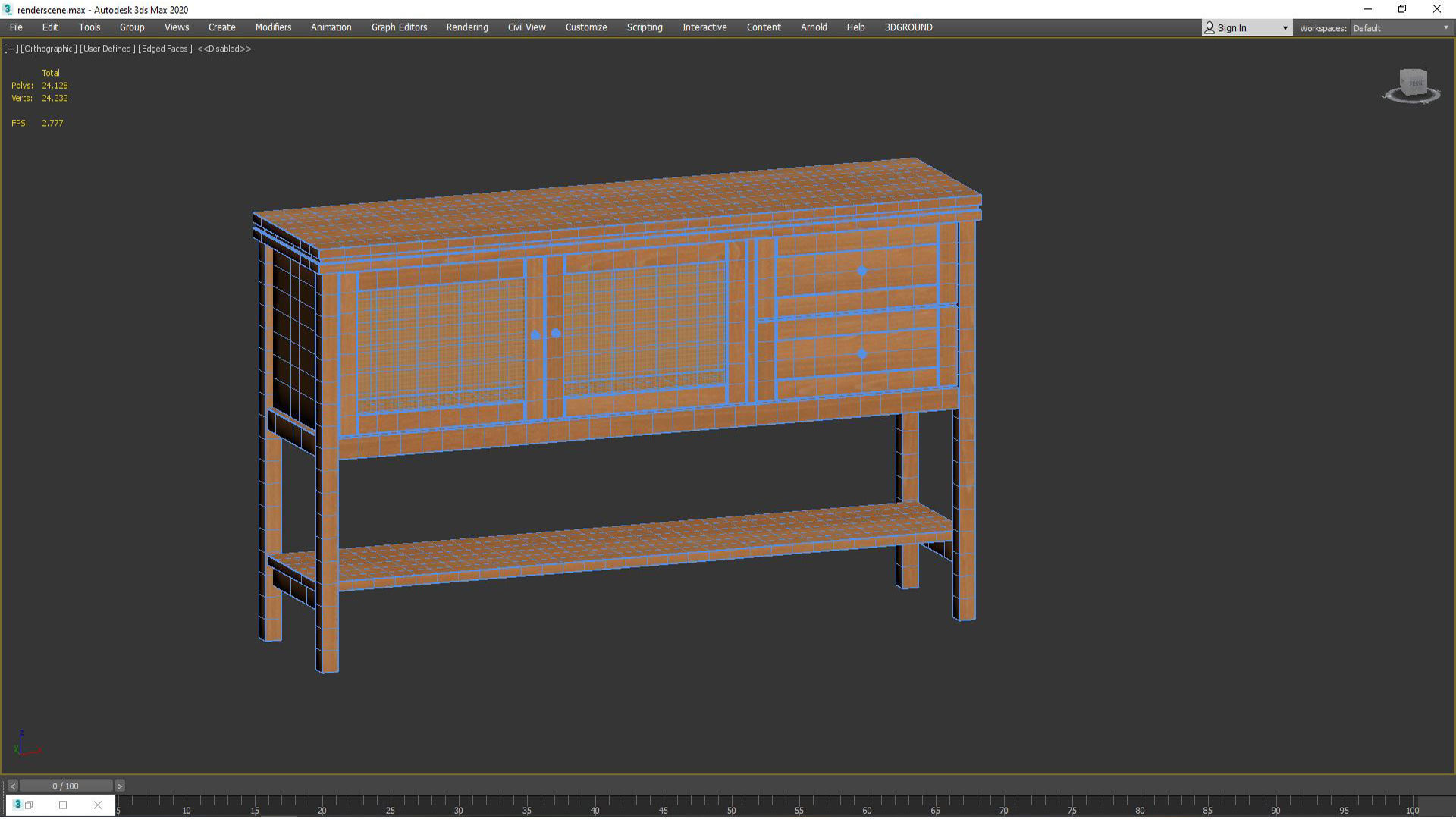 Sideboard Gabin made of pine and rattan 3D model_2