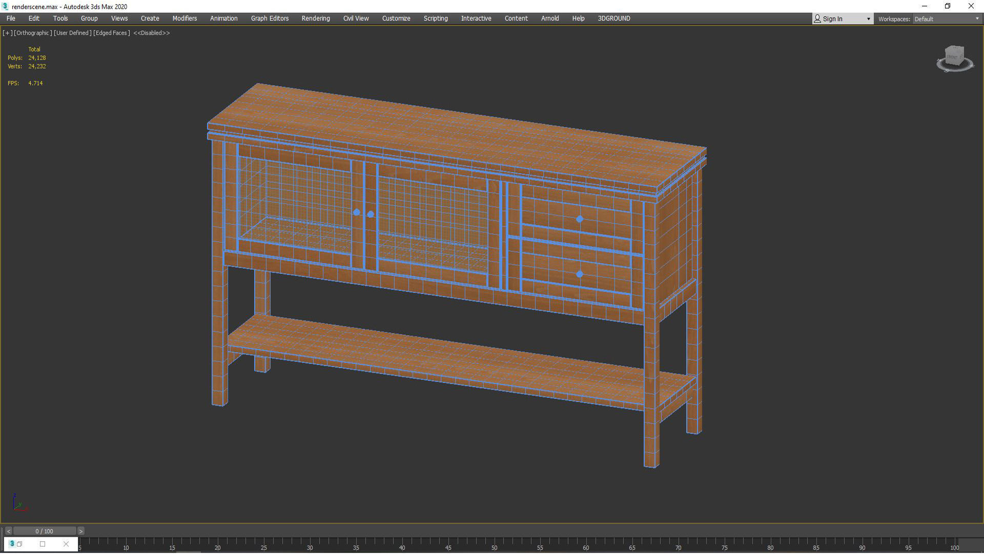 Sideboard Gabin made of pine and rattan 3D model_5