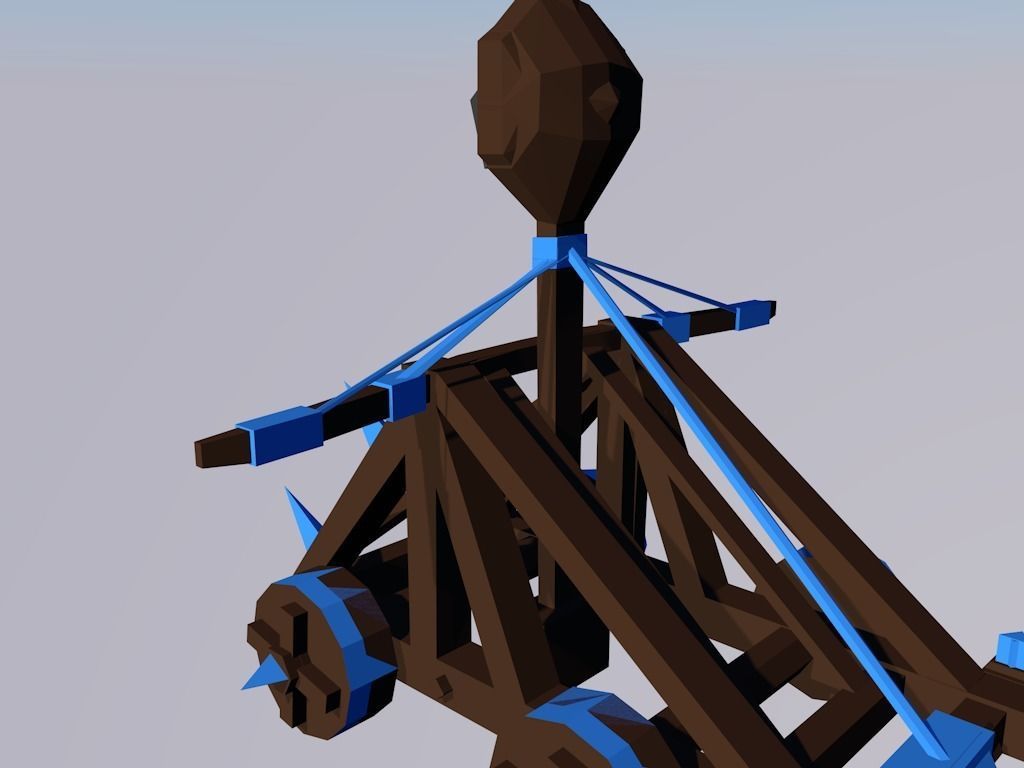 Catapult with spikes Low-poly 3D model_3