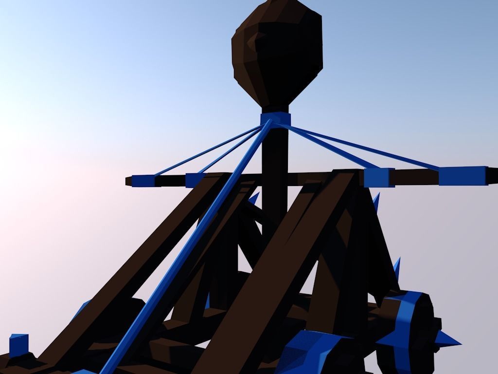 Catapult with spikes Low-poly 3D model_4