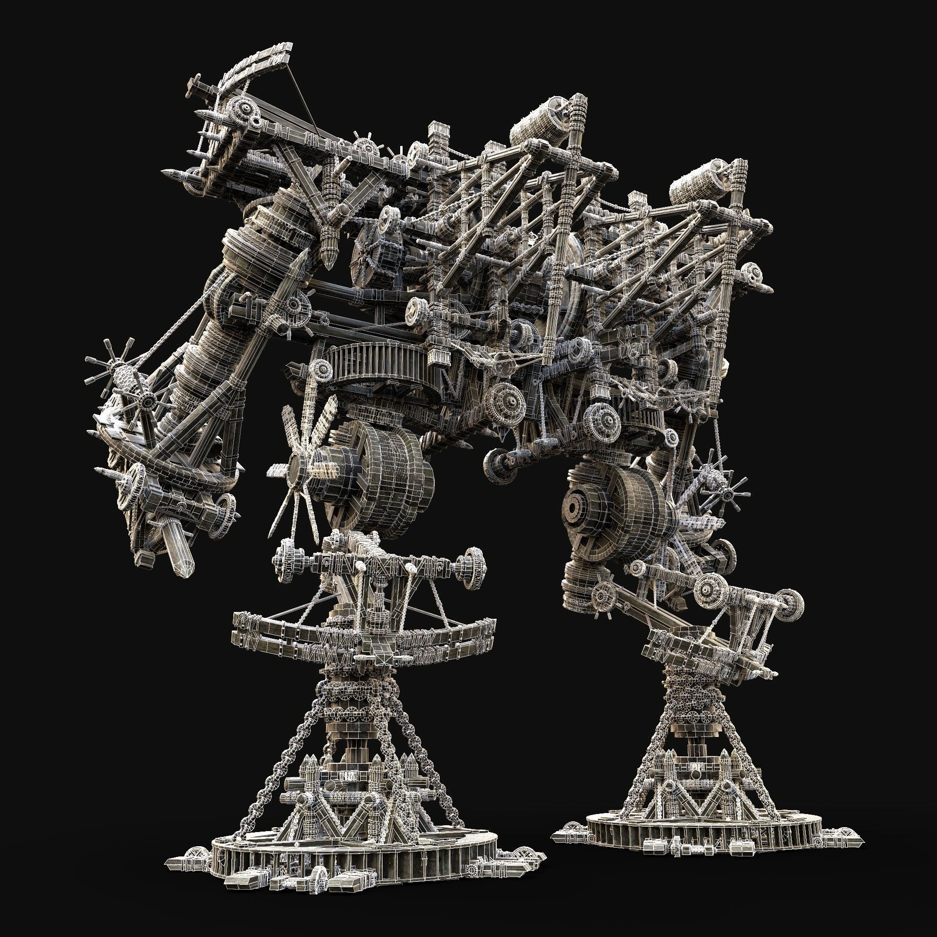 MECH GIANT ROBOT SIEGE ENGINE MACHINE WAR CONSTRUCTION MECHA Low-poly 3D model_7