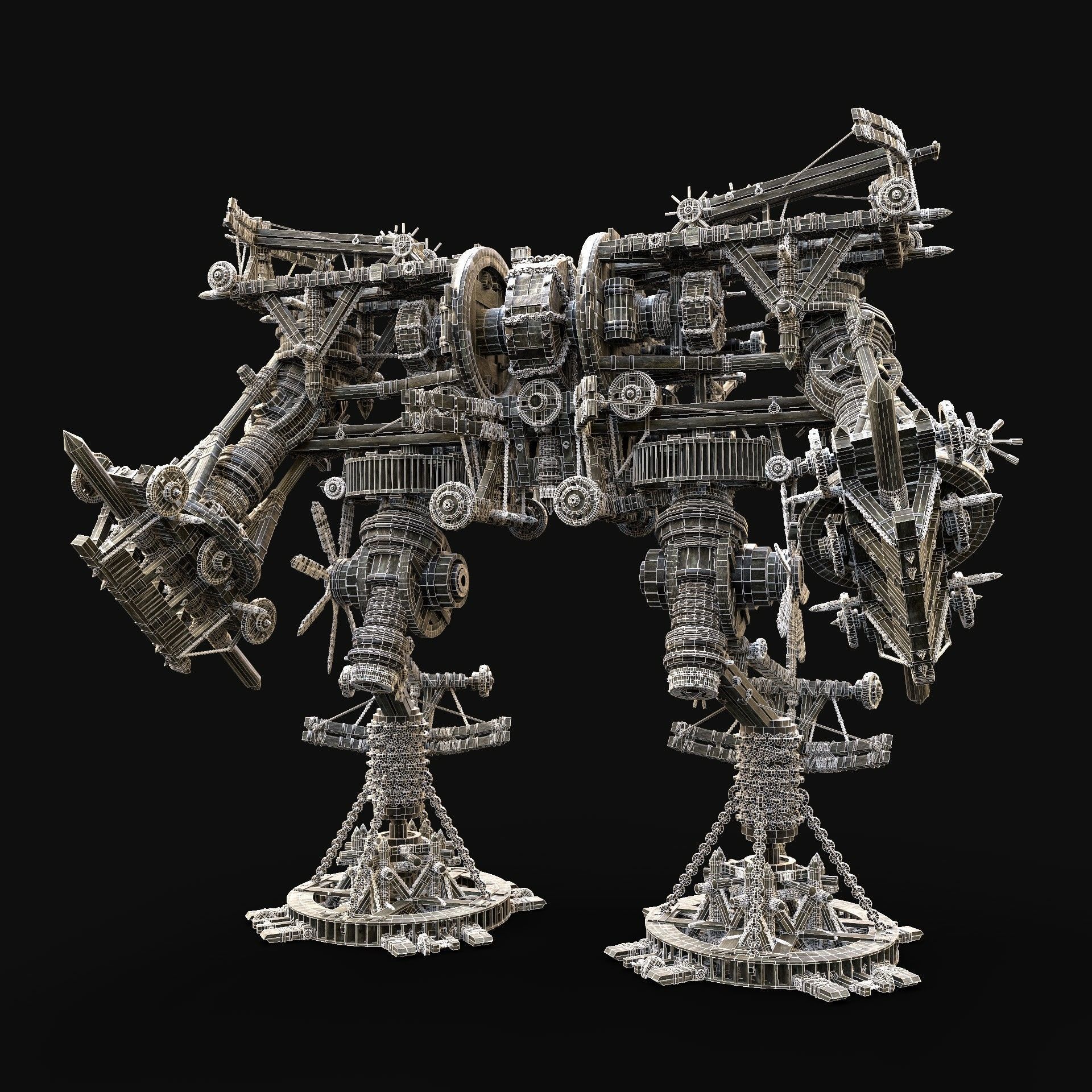 MECH GIANT ROBOT SIEGE ENGINE MACHINE WAR CONSTRUCTION MECHA Low-poly 3D model_6