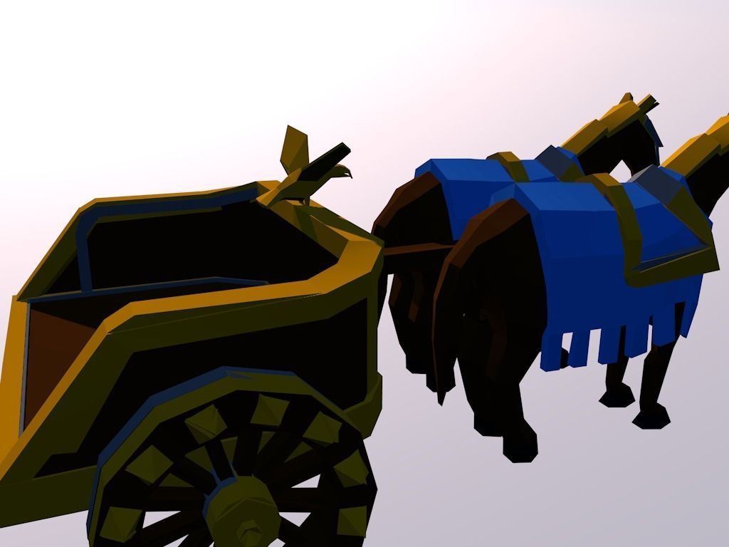 Chariot horse and cart Low-poly 3D model_4