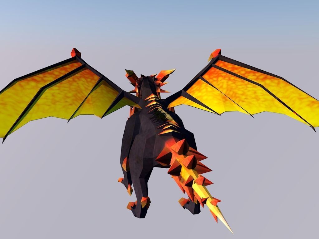 FireDragon dragon Low-poly 3D model_3