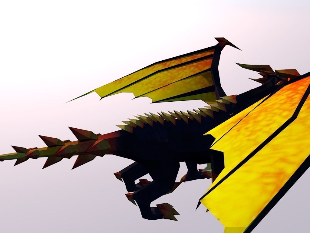 FireDragon dragon Low-poly 3D model_4