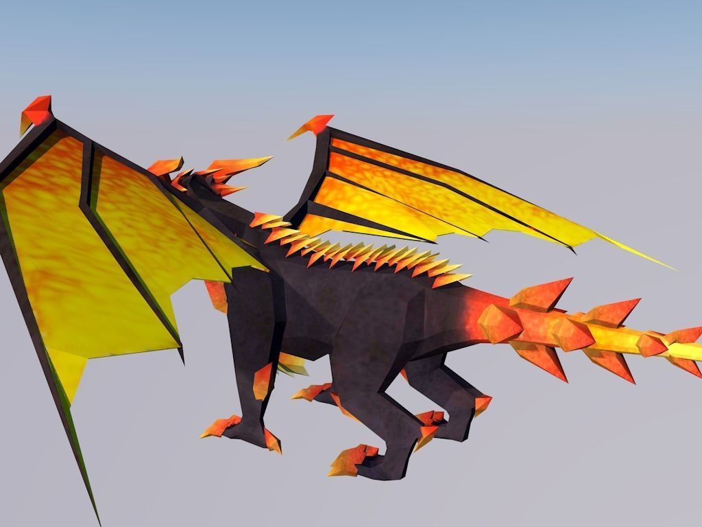FireDragon dragon Low-poly 3D model_2
