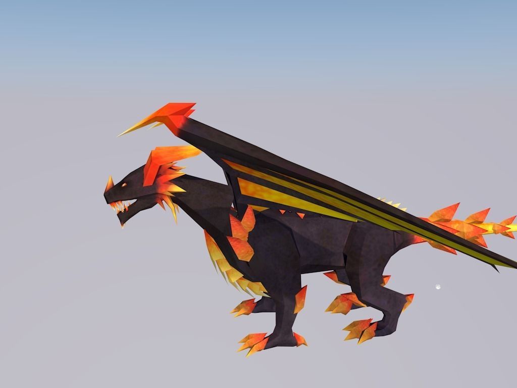 FireDragon dragon Low-poly 3D model_1