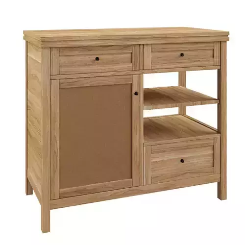 Gabin chest of drawers in solid pine and cane