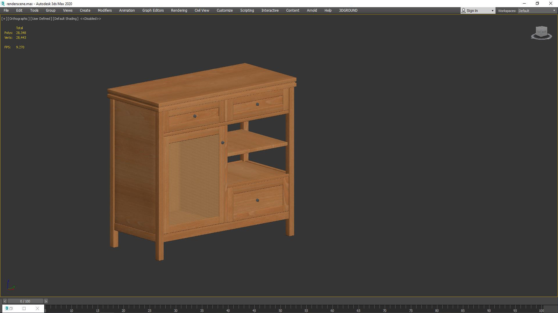 Gabin chest of drawers in solid pine and cane 3D model_2