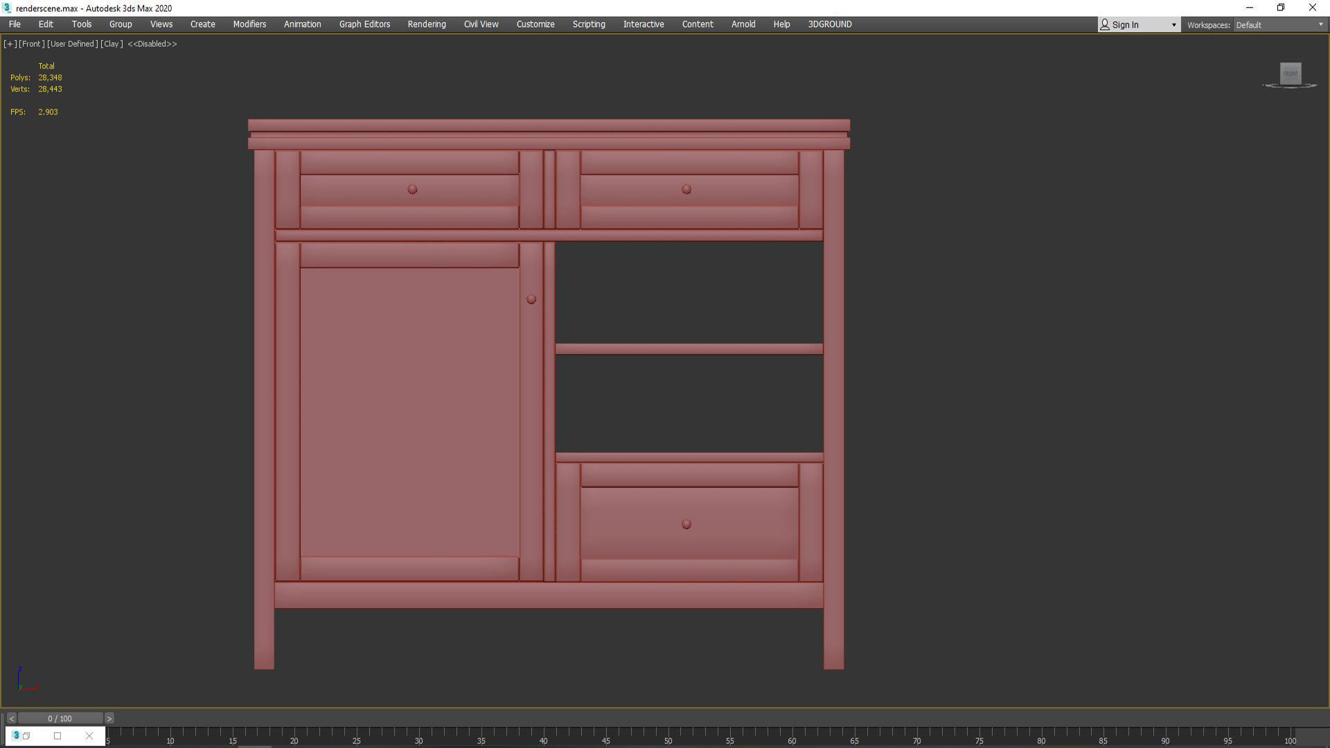 Gabin chest of drawers in solid pine and cane 3D model_4
