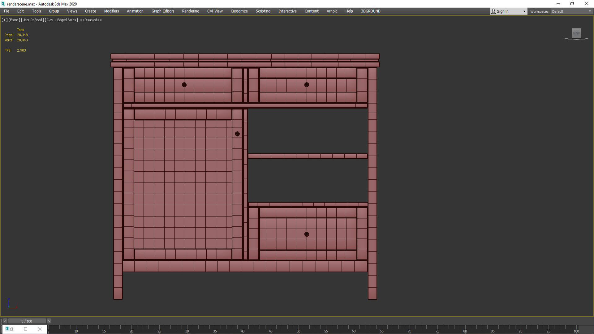 Gabin chest of drawers in solid pine and cane 3D model_3