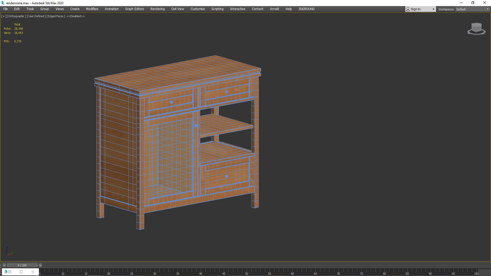 Gabin chest of drawers in solid pine and cane 3D model_6