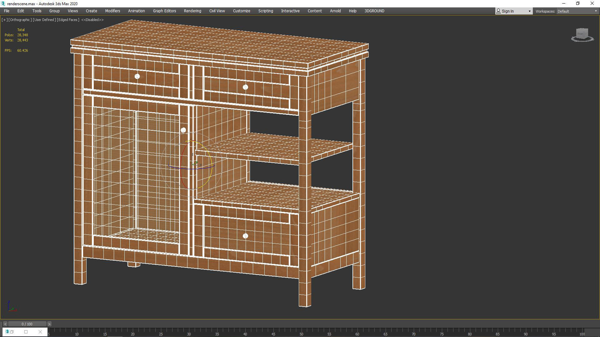 Gabin chest of drawers in solid pine and cane 3D model_5