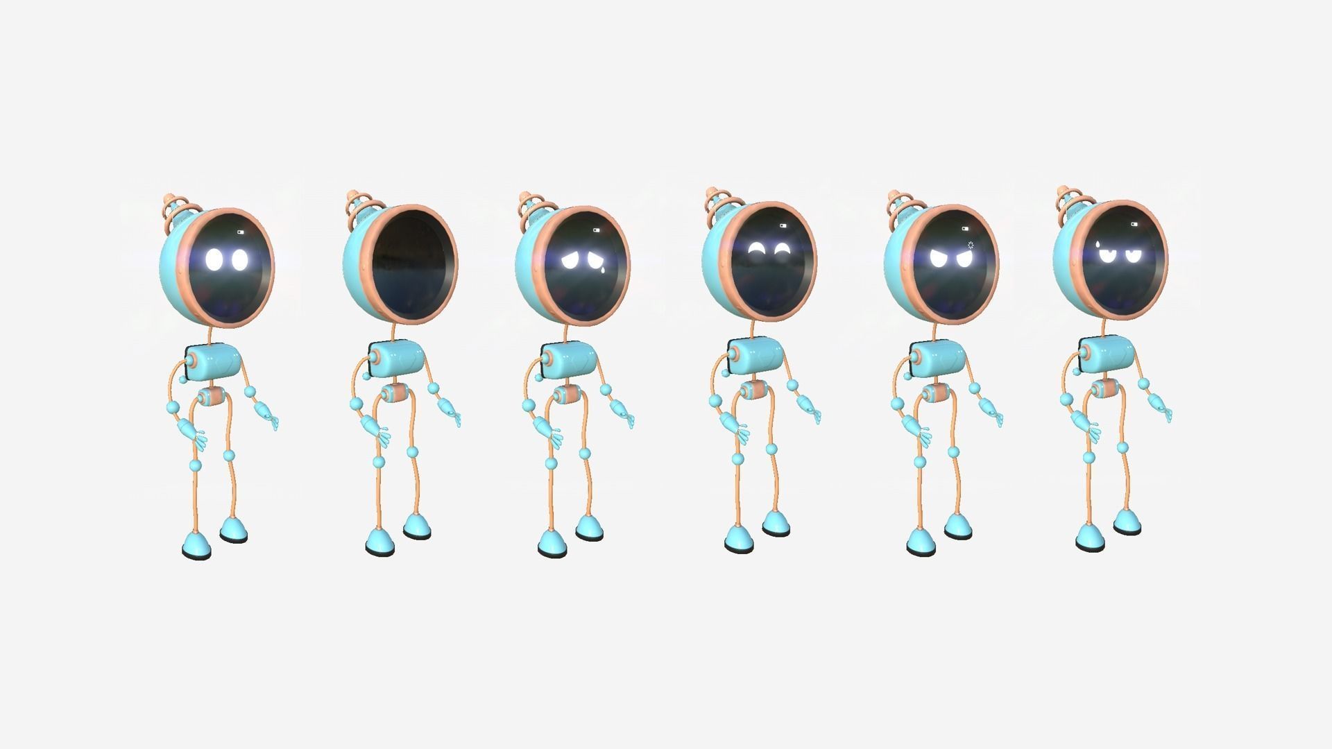 Cute Robot D01 Orange Blue - SciFi Character Design Low-poly 3D model_2
