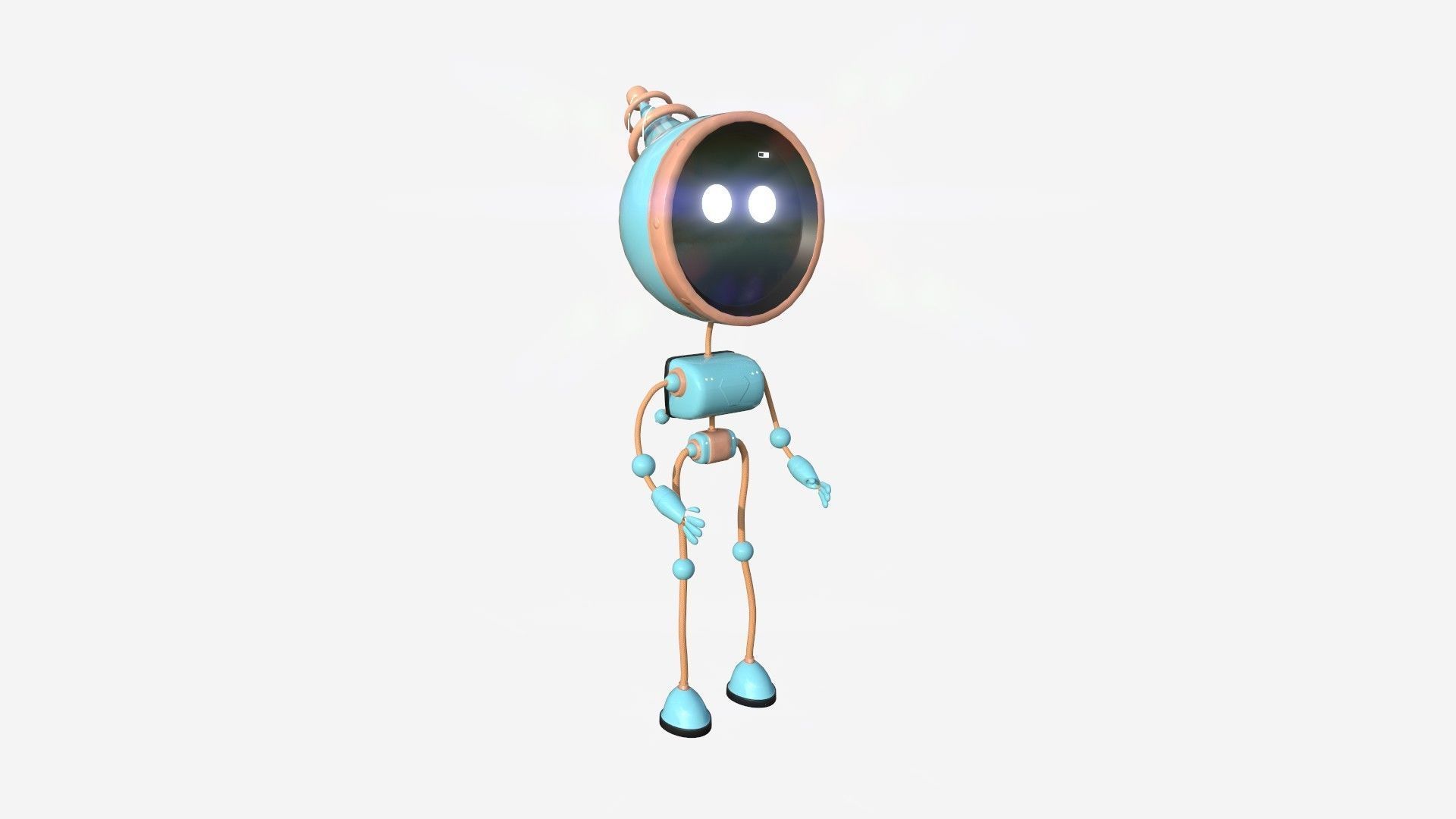 Cute Robot D01 Orange Blue - SciFi Character Design Low-poly 3D model_1