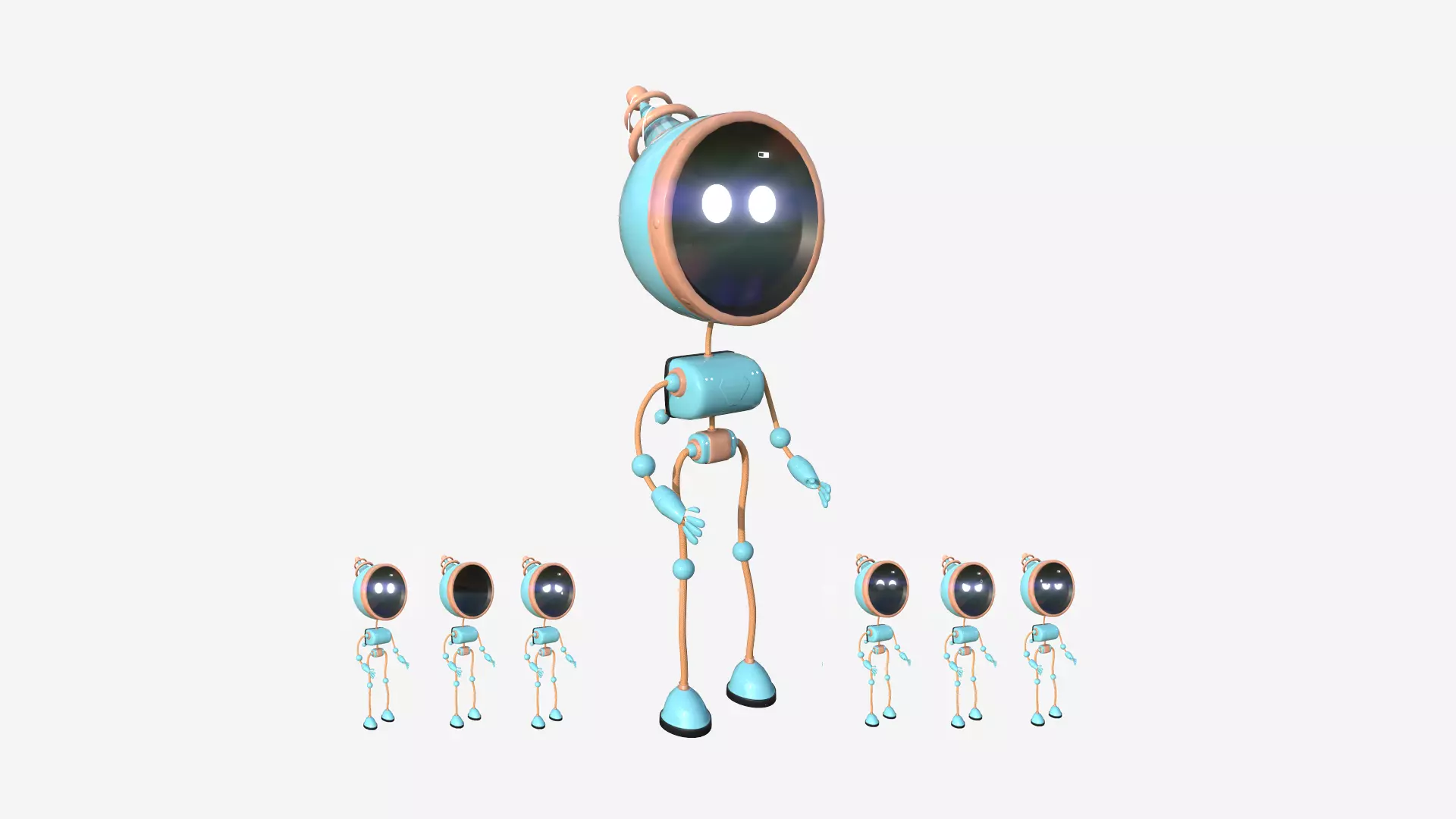 Cute Robot D01 Orange Blue - SciFi Character Design Low-poly 3D model_0