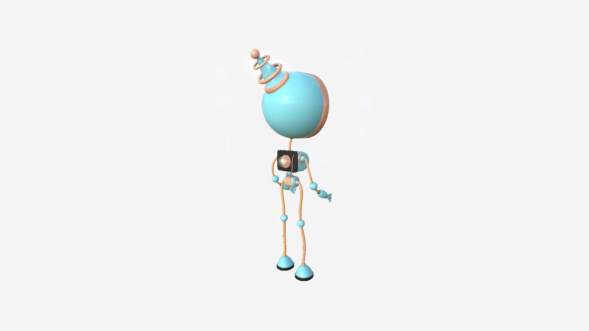 Cute Robot D01 Orange Blue - SciFi Character Design Low-poly 3D model_4