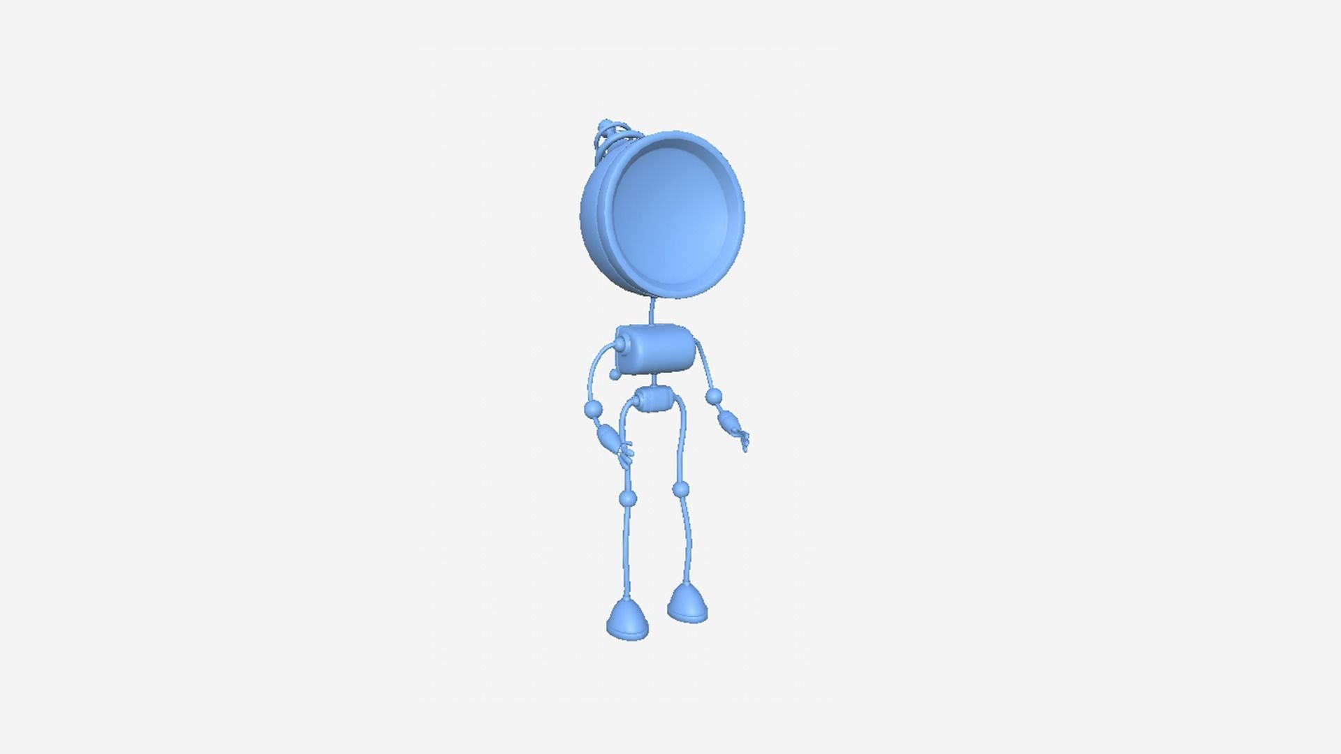 Cute Robot D01 Orange Blue - SciFi Character Design Low-poly 3D model_9