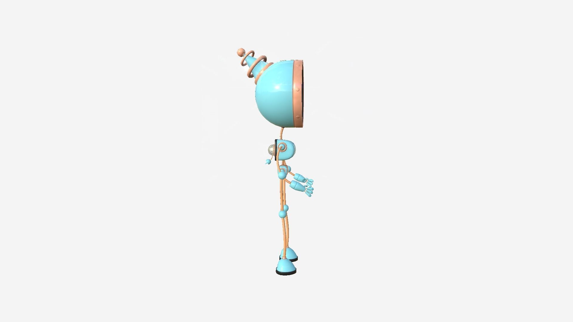 Cute Robot D01 Orange Blue - SciFi Character Design Low-poly 3D model_6
