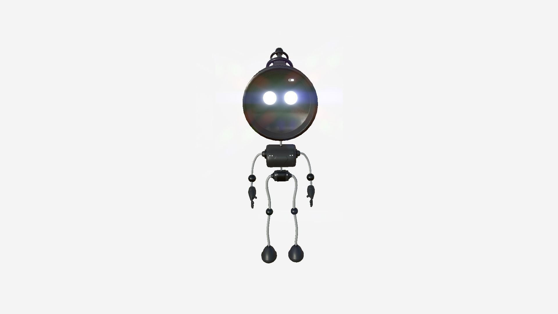 Cute Robot D02 Black - SciFi Character Design Low-poly 3D model_3
