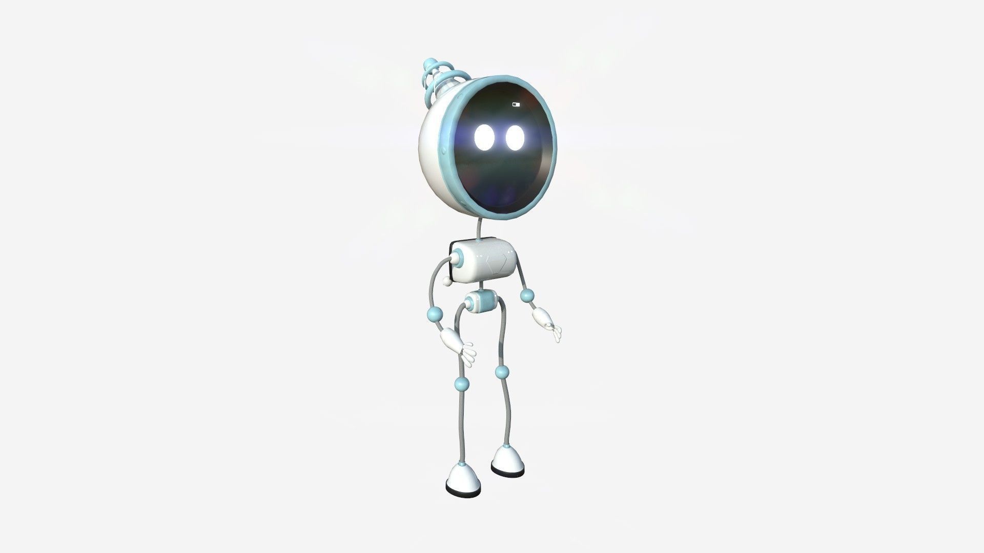 Cute Robot D03 White - SciFi Character Design Low-poly 3D model_1