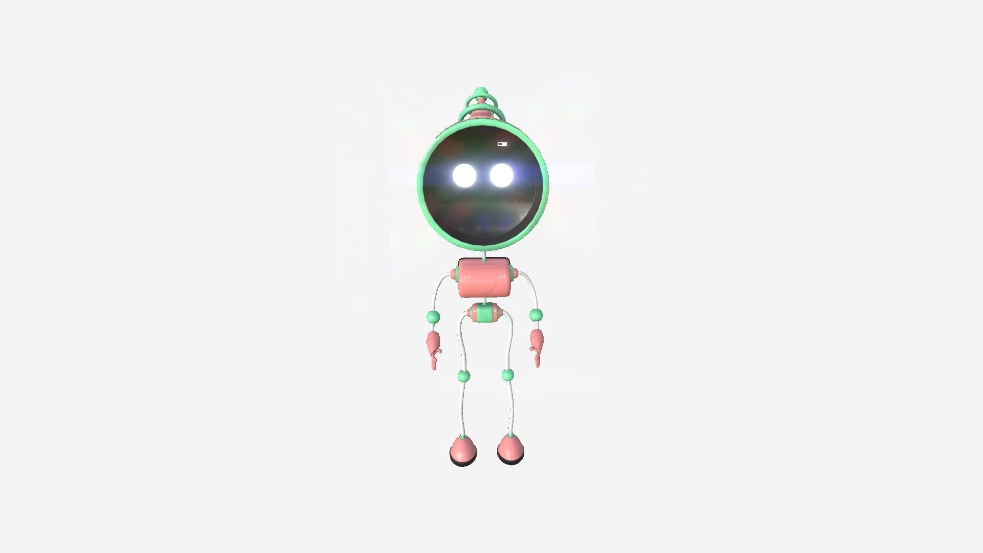 Cute Robot D04 Pink Green - SciFi Character Design Low-poly 3D model_3