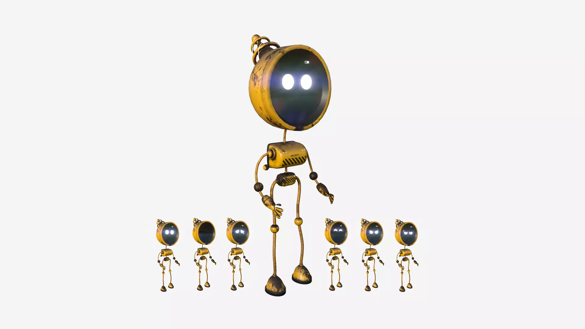 Cute Robot D05 Security - SciFi Character Design Low-poly 3D model_0