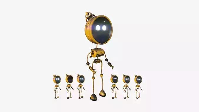 Cute Robot D05 Security - SciFi Character Design Low-poly 3D model