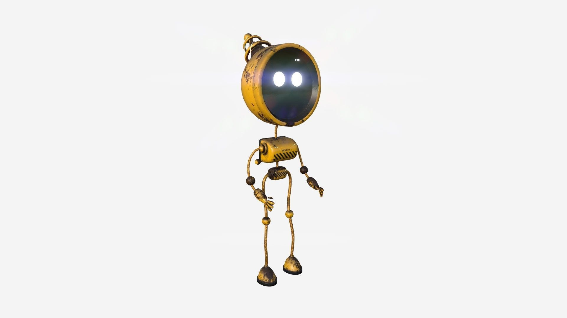 Cute Robot D05 Security - SciFi Character Design Low-poly 3D model_1