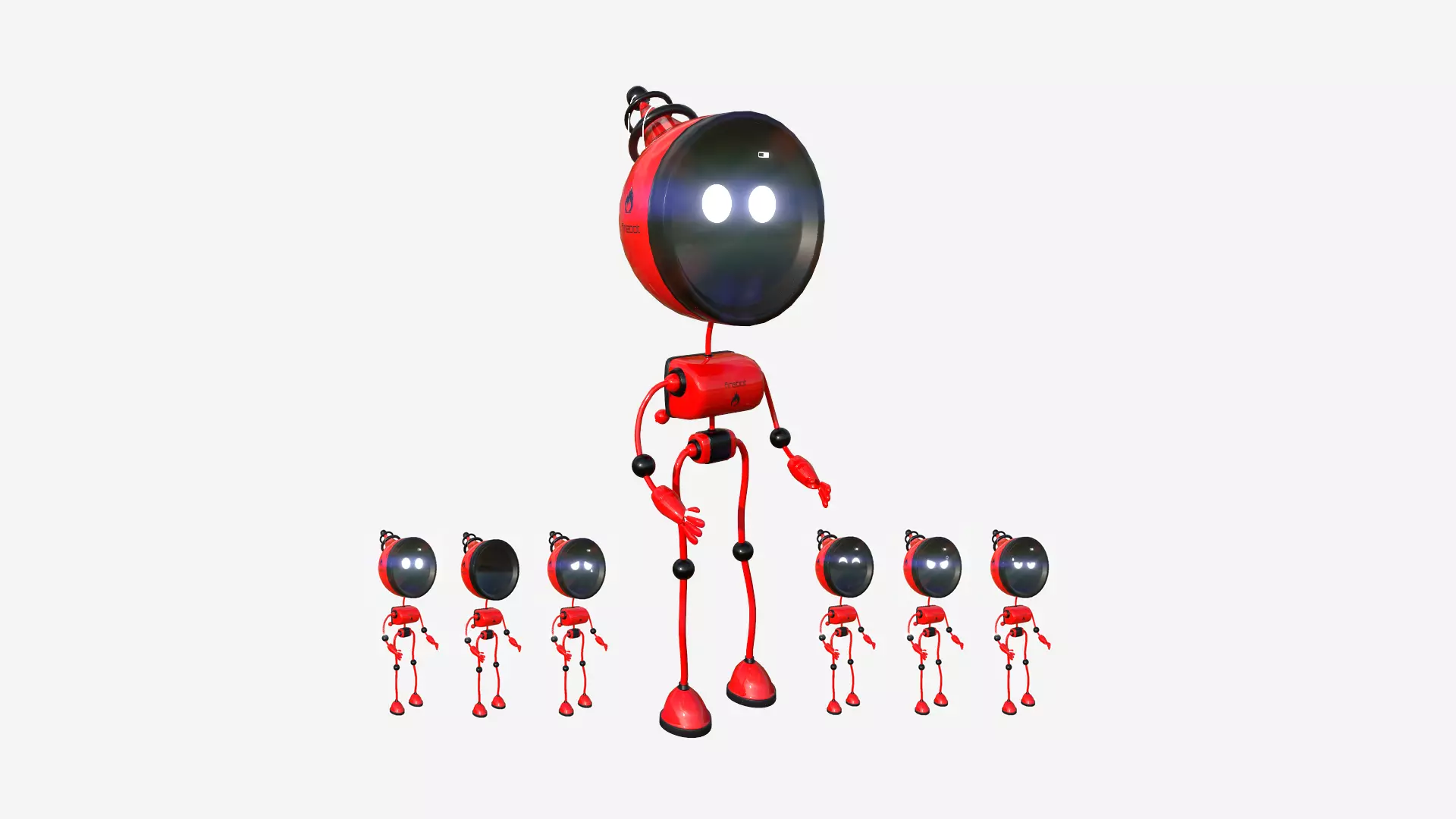 Cute Robot D06 Firebot - SciFi Character Design Low-poly 3D model_0