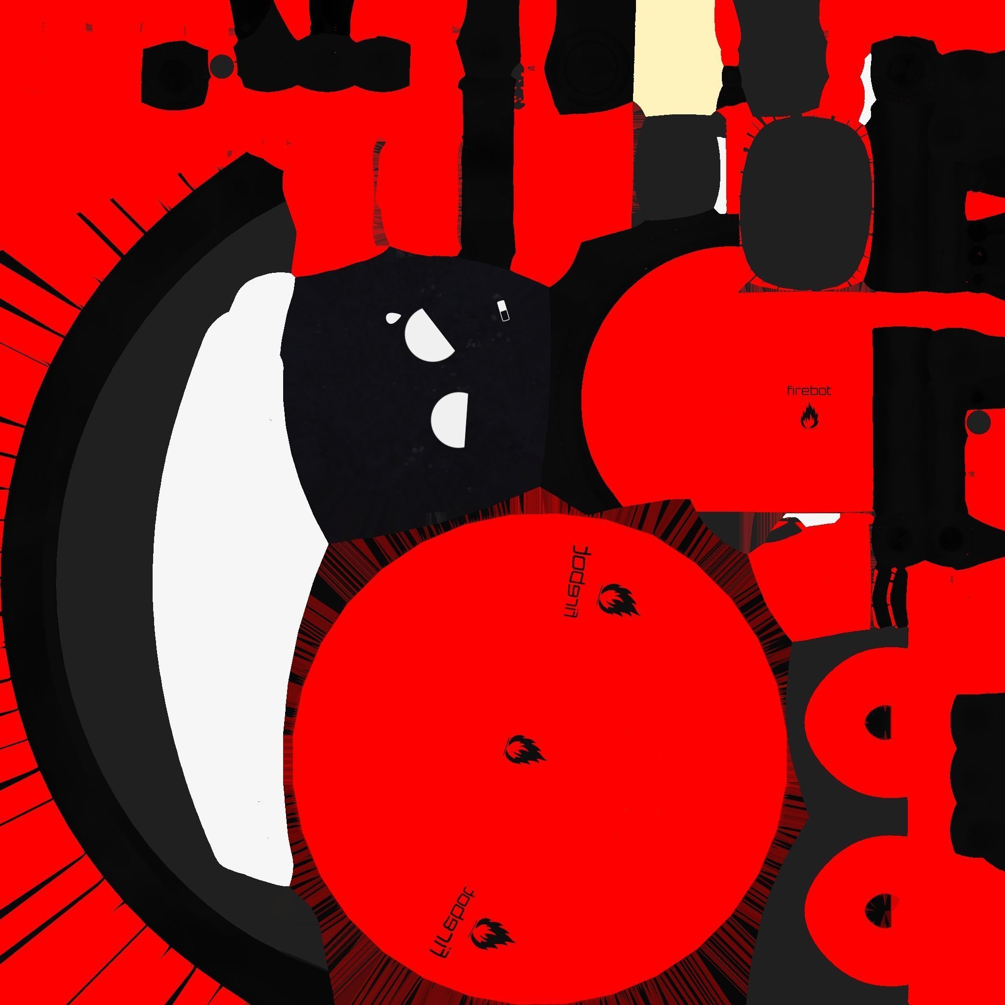 Cute Robot D06 Firebot - SciFi Character Design Low-poly 3D model_21