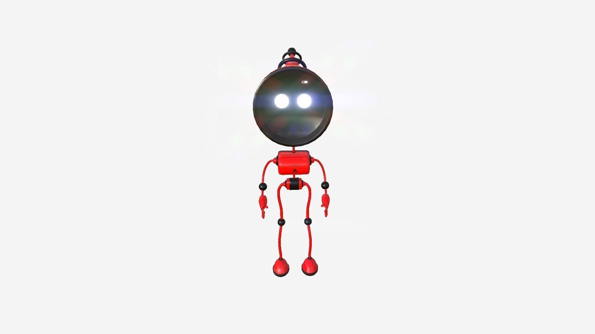 Cute Robot D06 Firebot - SciFi Character Design Low-poly 3D model_3