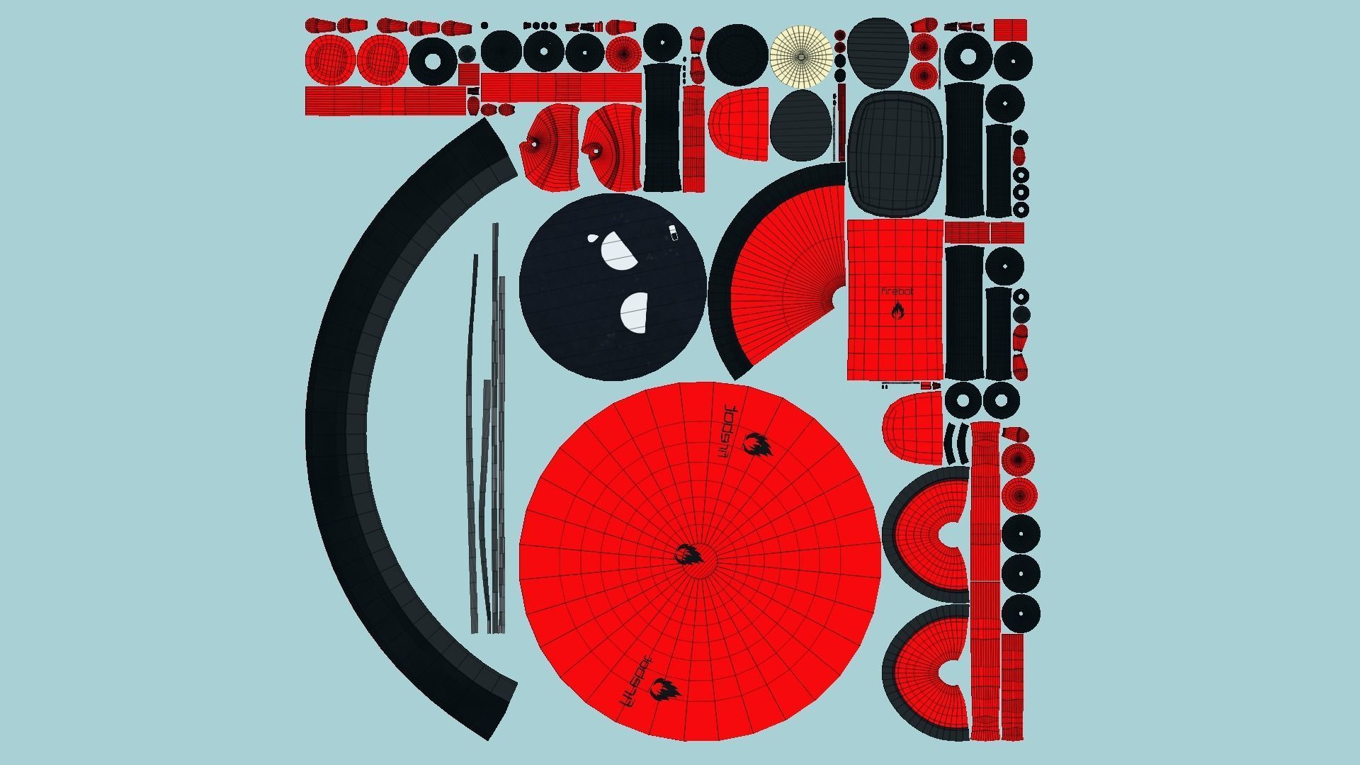 Cute Robot D06 Firebot - SciFi Character Design Low-poly 3D model_7