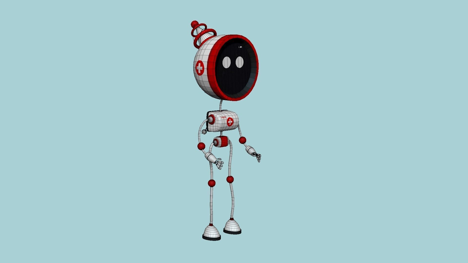 Cute Robot D07 Medic - SciFi Character Design Low-poly 3D model_8