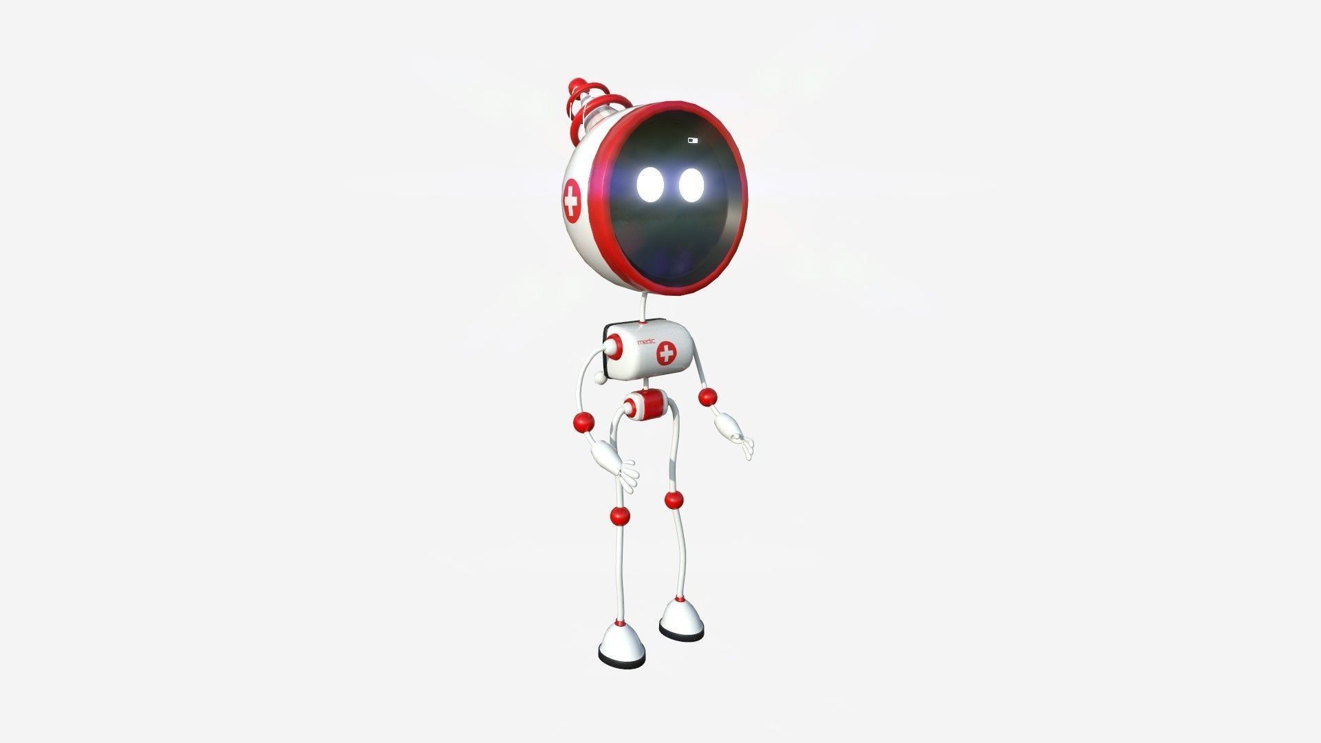Cute Robot D07 Medic - SciFi Character Design Low-poly 3D model_1