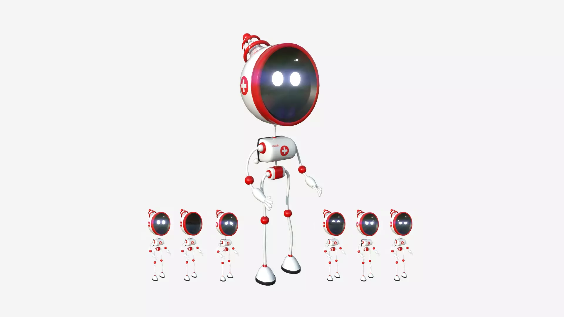 Cute Robot D07 Medic - SciFi Character Design Low-poly 3D model_0