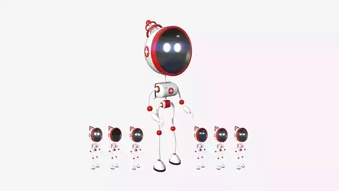 Cute Robot D07 Medic - SciFi Character Design Low-poly 3D model