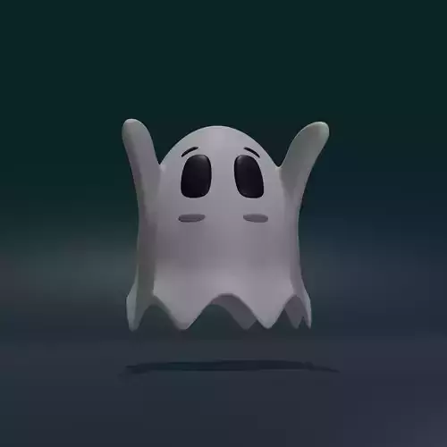 Ghost cute character Low-poly 3D model