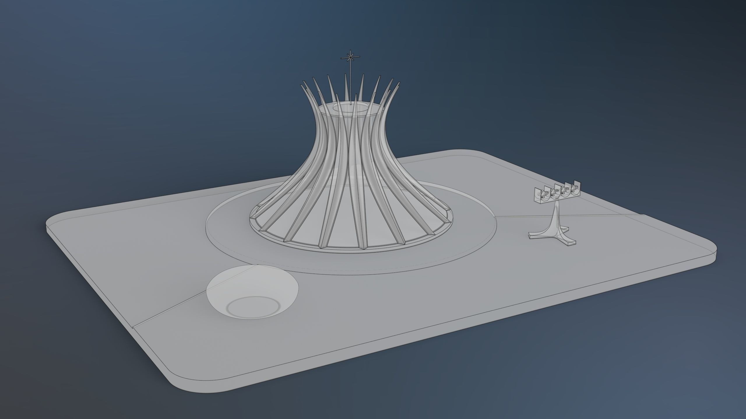 Catedral de Brasilia - 1 by 500 Scale - READY FOR 3D Print 3D print model_4