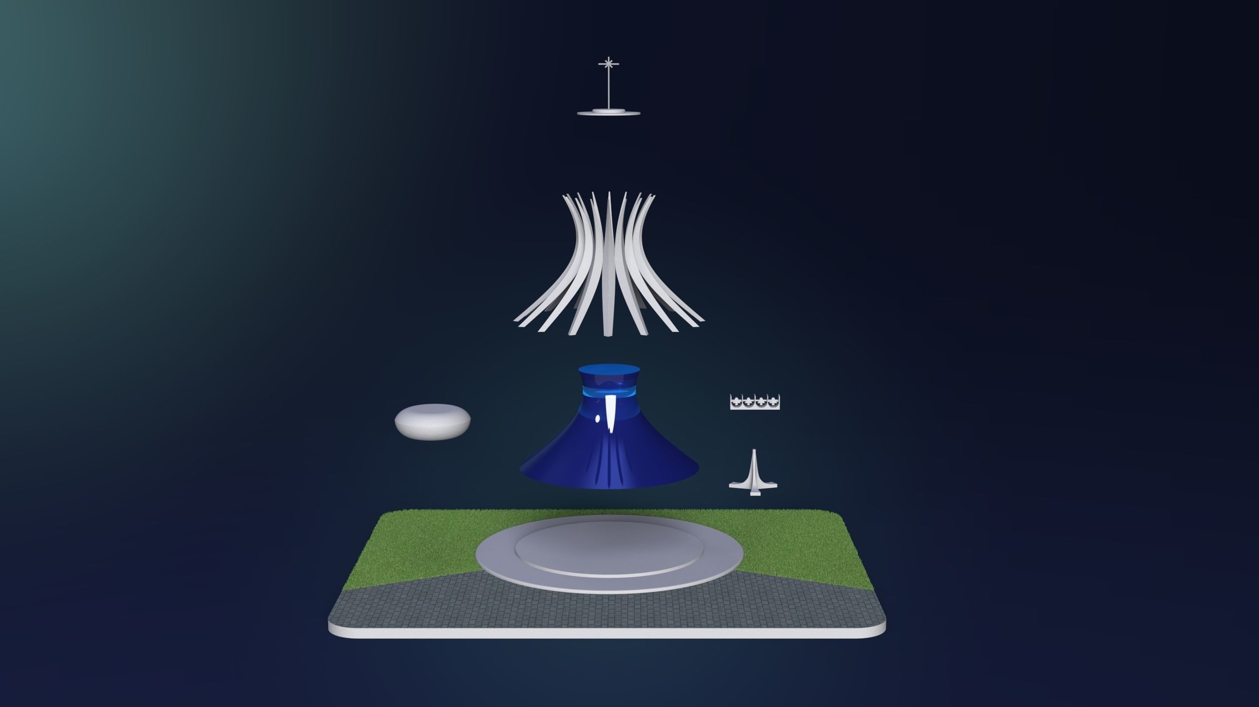 Catedral de Brasilia - 1 by 500 Scale - READY FOR 3D Print 3D print model_1