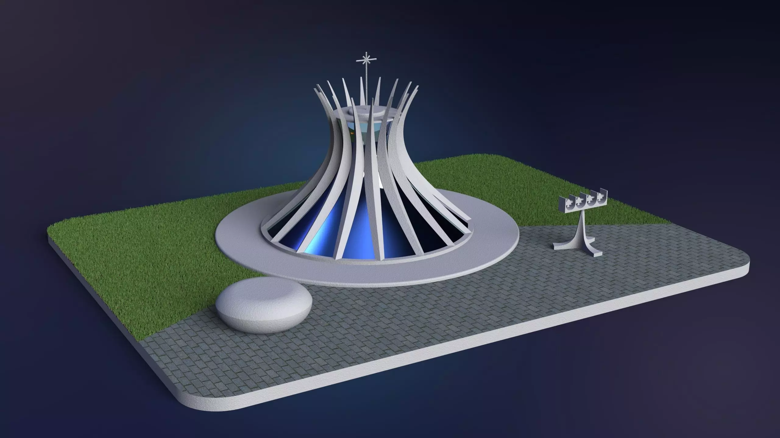 Catedral de Brasilia - 1 by 500 Scale - READY FOR 3D Print 3D print model_0