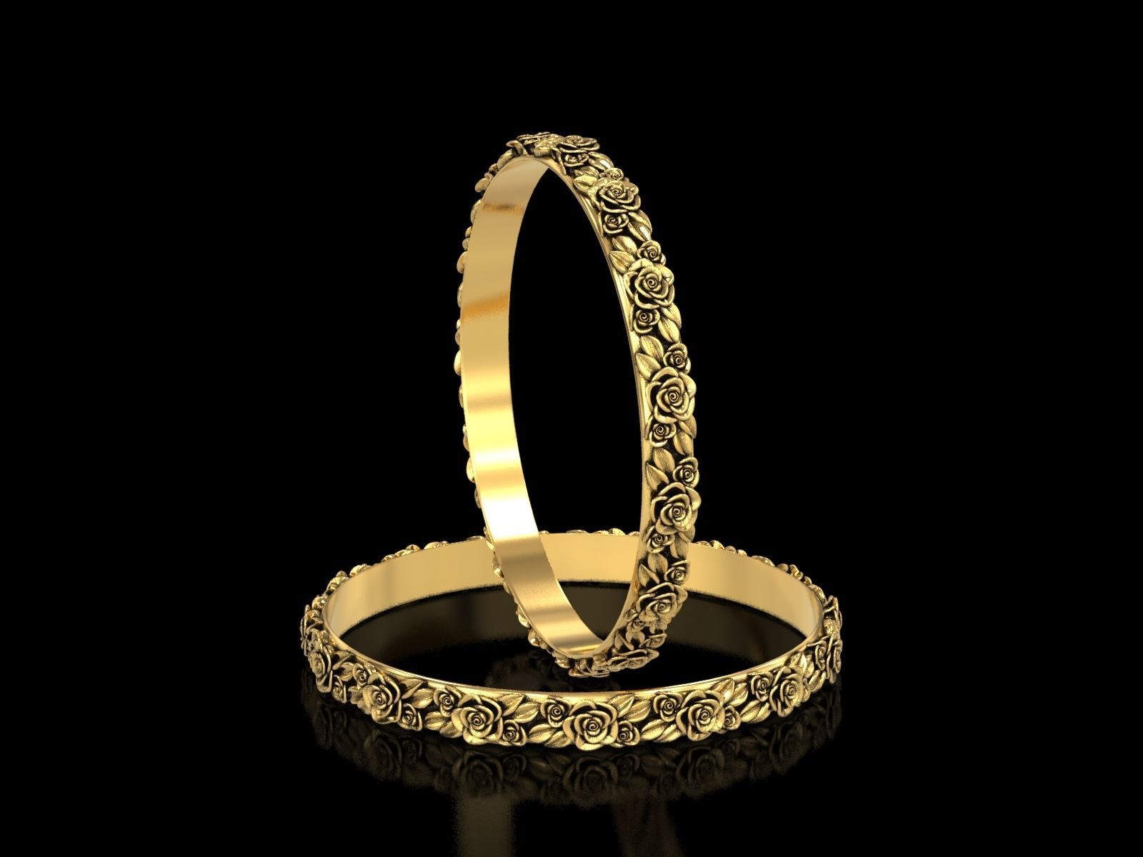 The Garden Of Roses Bangle 3D print model_2