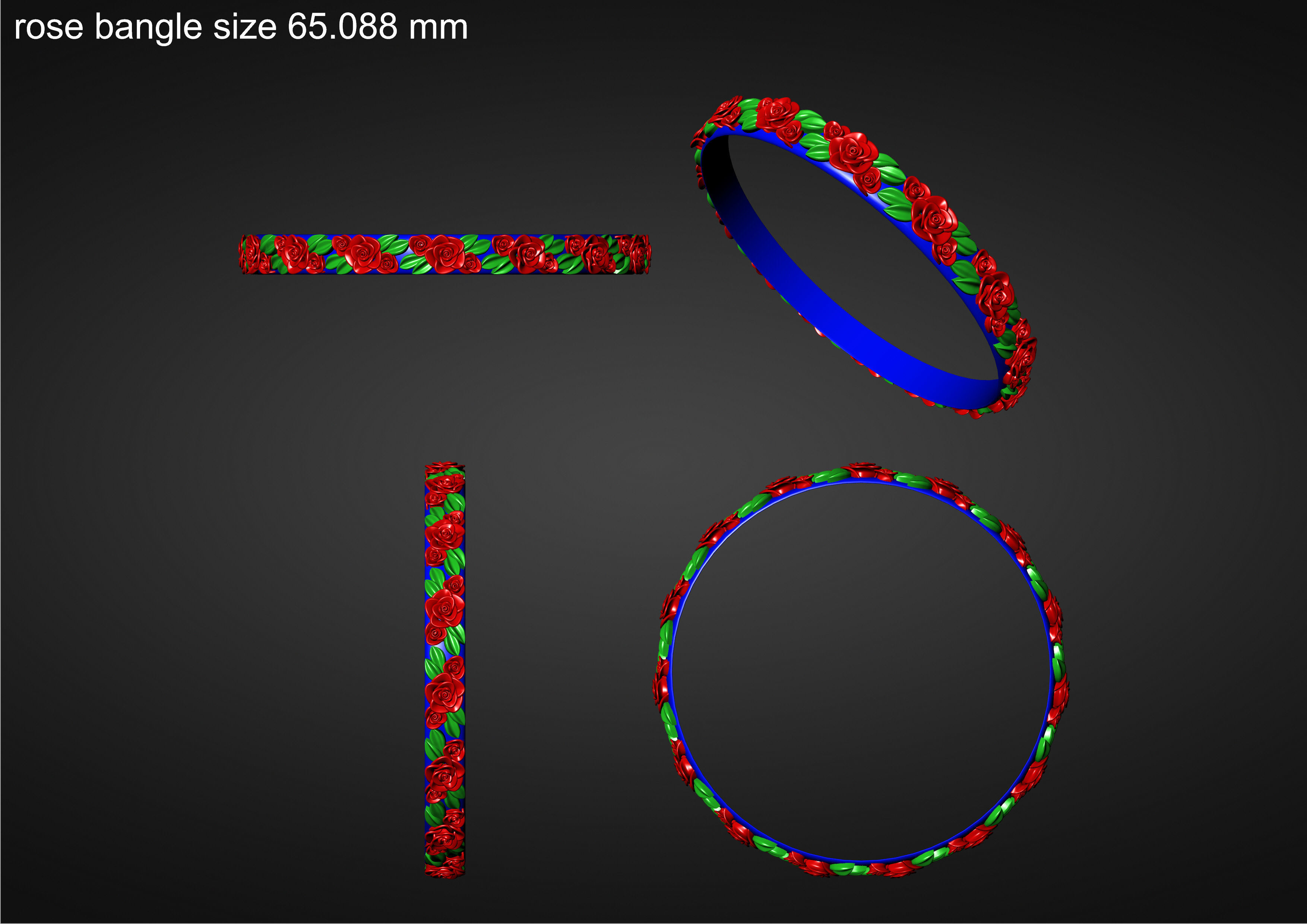 The Garden Of Roses Bangle 3D print model_16